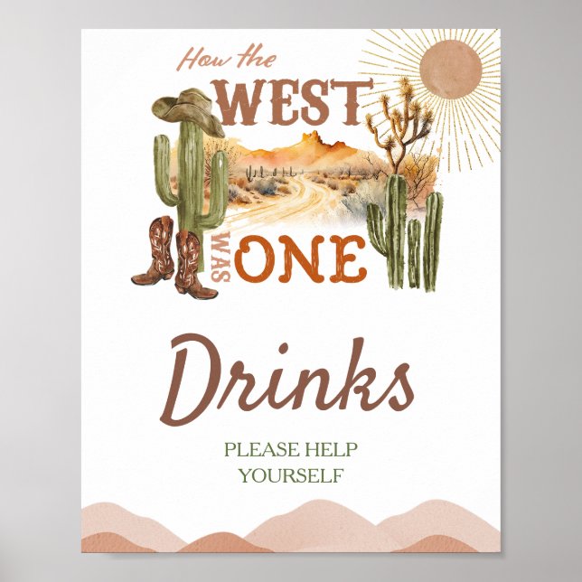 Hur Västern var en Födelsedagsfest Cowboy Drinks Poster (Framsidan)