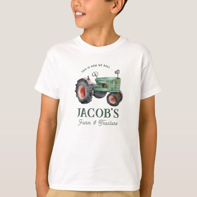 Hur vi rullar Tractor Boys Birthday T-Shirt (Framsida)