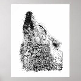 Hurande Varg Pointillism Vilda Djur Porträtt Desig Poster