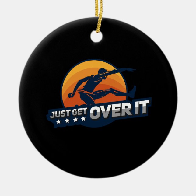 Hurdler Hurdling Sport Gift Julgransprydnad Keramik (Framsidan)