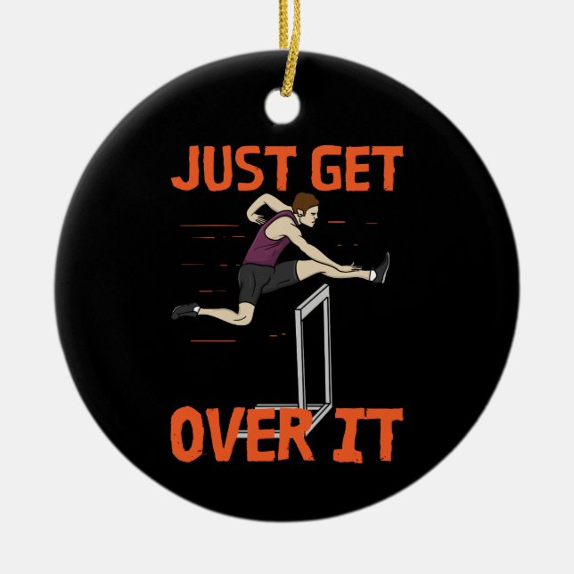 Hurdler Hurdling Sport Track & Fält Gifts Julgransprydnad Keramik (Framsidan)