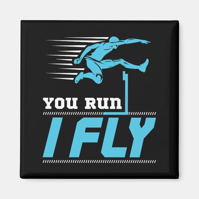 Hurdles You Springa I Fly Hurdler Track Fält Magnet (Framsidan)