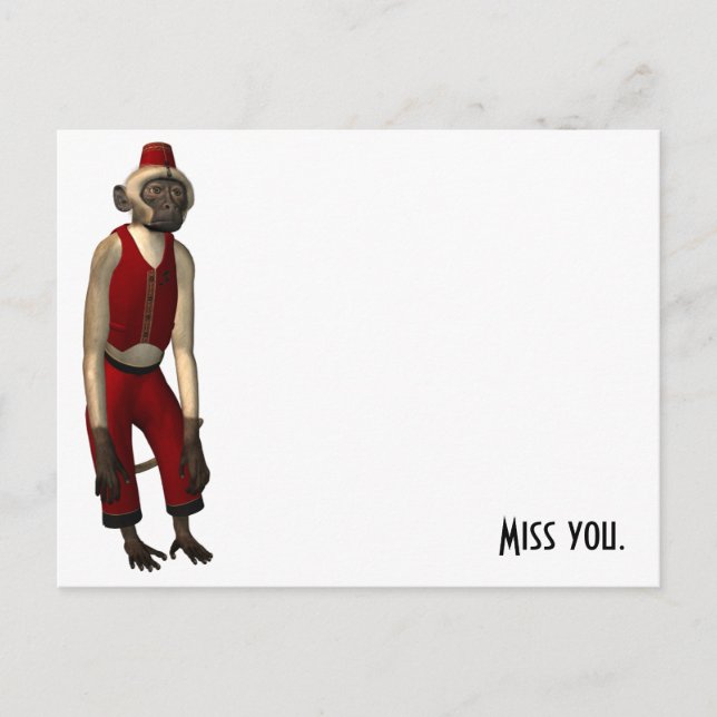 Hurdy Gurdy 3D Music Monkey 11 Vykort (Framsida)