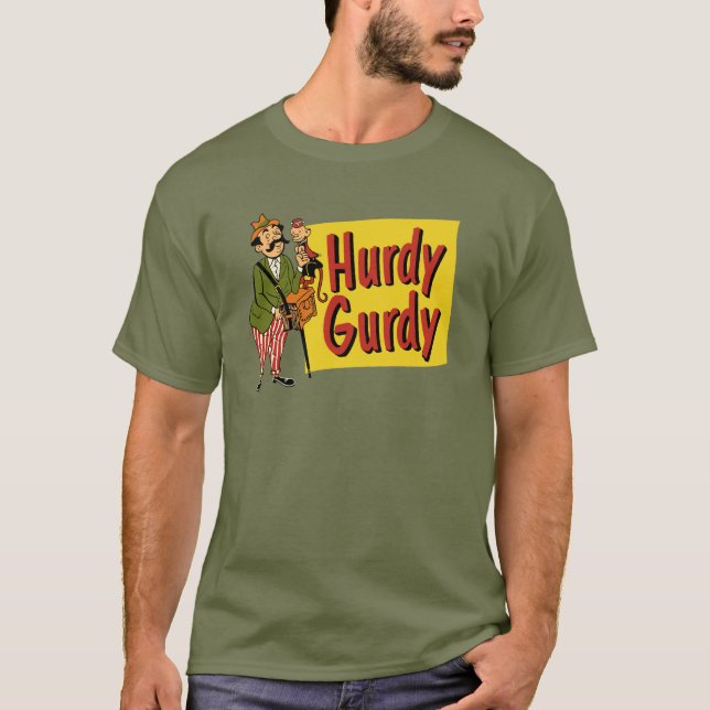 Hurdy Gurdy man med apan och dragspel Tee Shirt (Framsida)