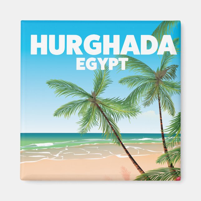 Hurghada Egypten researrangemang affisch Magnet (Framsidan)