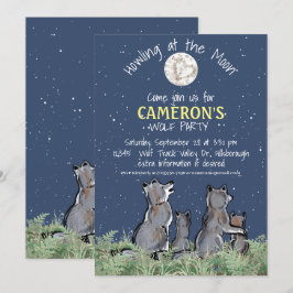 Hurlar mot månen Vargfest Anpassad firande Inbjudningar