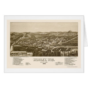 Hurley panorama- karta för WI - 1886 Hälsningskort