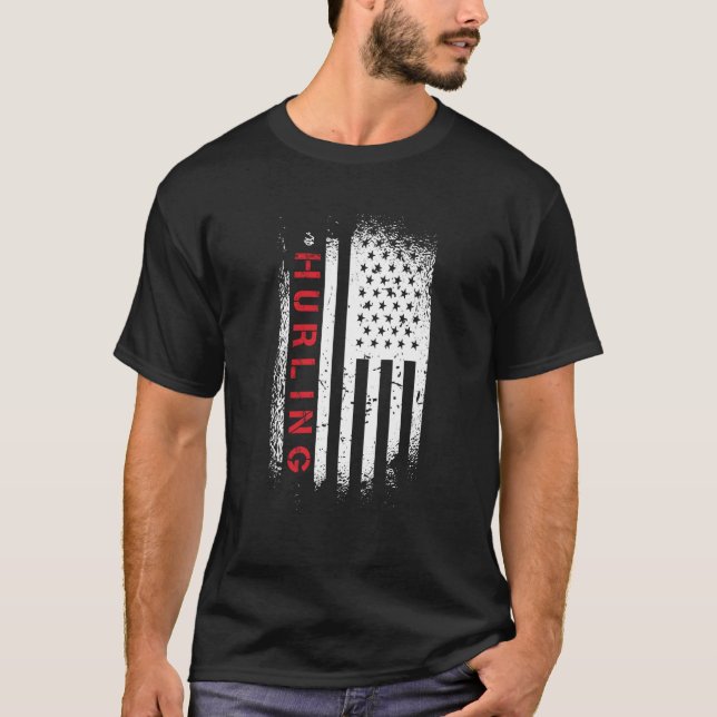 Hurling American Flag T Shirt (Framsida)