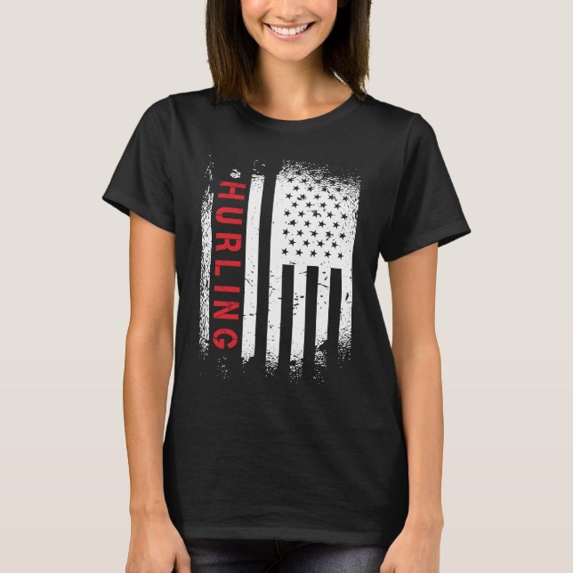 Hurling American Flag T Shirt (Framsida)