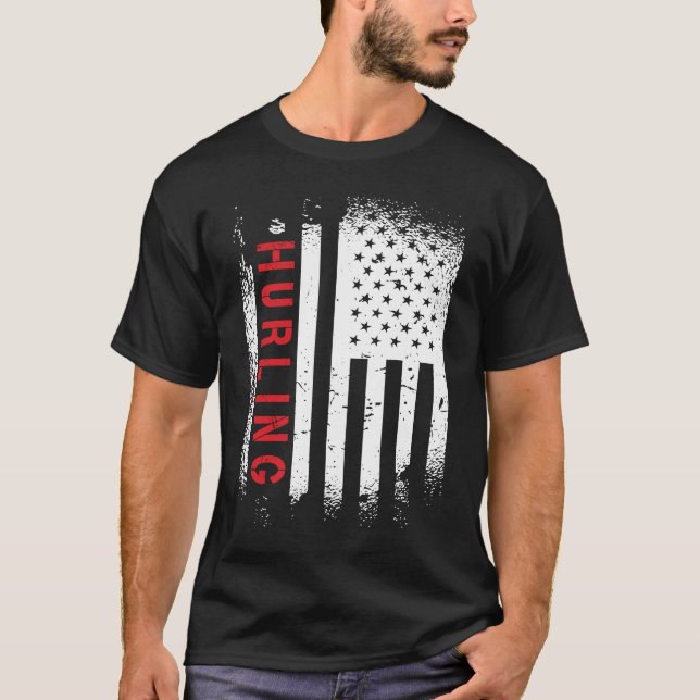 Hurling American Flag T Shirt (Framsida)