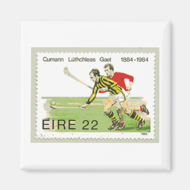 Hurling Frimärke Magnet (Framsidan)