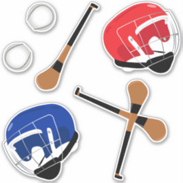 Hurling Gaelic Sports Sticks Bollar och Helmet Klistermärken