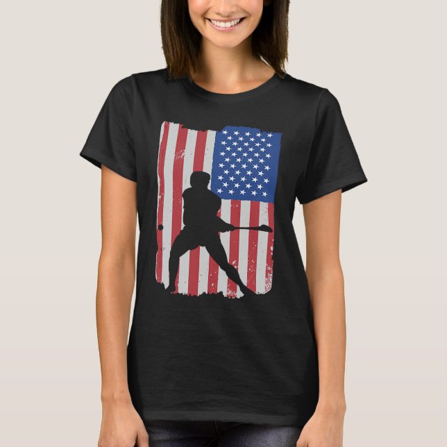 Hurling Player American Flag T Shirt (Framsida)