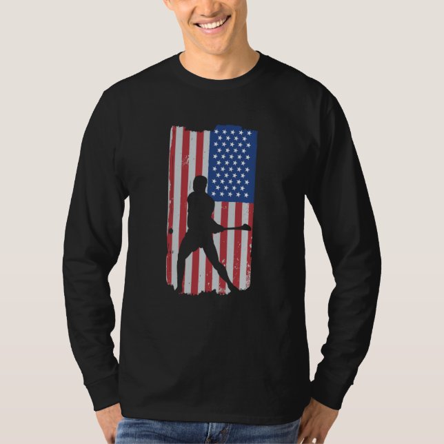 Hurling Player American Flag T Shirt (Framsida)