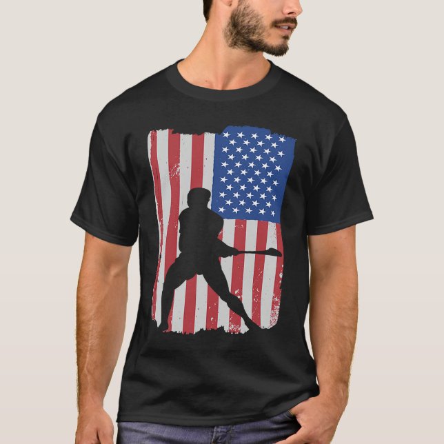 Hurling Player American Flag T Shirt (Framsida)