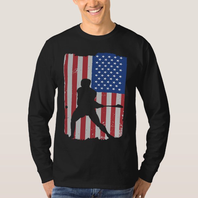 Hurling Player American Flag T Shirt (Framsida)