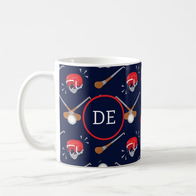 Hurling Player Gaelic Sport Monogram Kaffemugg (Vänster)