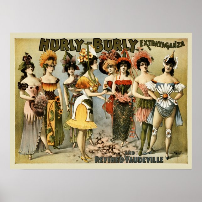 Hurly-Burly Extravaganza och vaudeville vintage Poster (Framsidan)