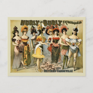 Hurly-Burly Extravaganza och vaudeville vintage Vykort