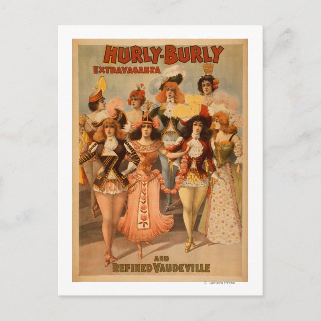 Hurly-Burly Extravaganza Theater Poster Vykort (Framsida)