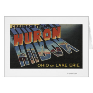 Huron, Ohio - Sjö Erie - Large Brev Scenes Hälsningskort