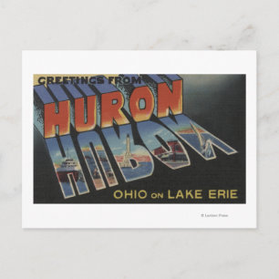 Huron, Ohio - Sjö Erie - Large Brev Scenes Vykort