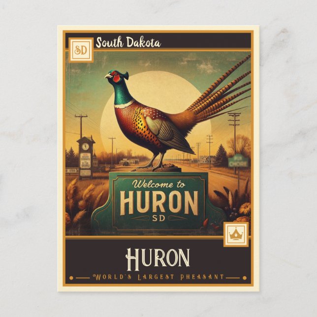 Huron, South Dakota | VINTAGE Vykort (Framsida)