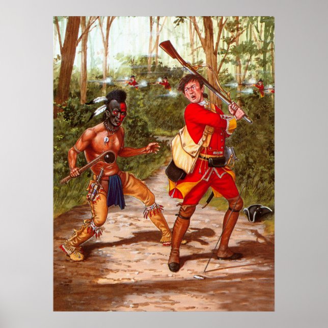 Huron Warrior, infödd Indian Poster (Framsidan)