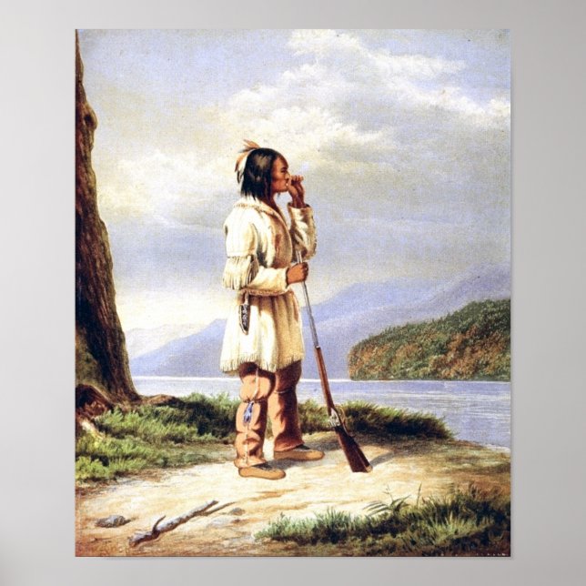 Huron-Wendat Hunter ringer en moose Poster (Framsidan)