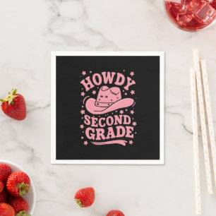 Hurra 2:a klass cowboy cowgirl tillbaka till skola pappersservett