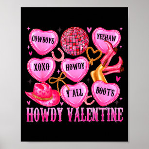 Hurra Alla Hjärtans Dag Western Cowgirl Hjärtan Go Poster