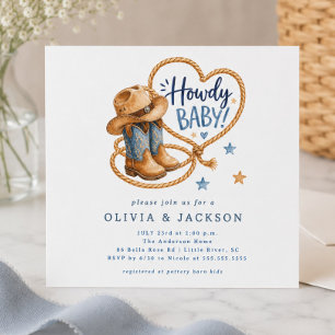 Hurra Baby Cowboy Baby Shower Inbjudan