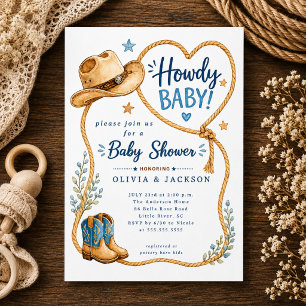 Hurra Baby Cowboy Baby Shower Inbjudan