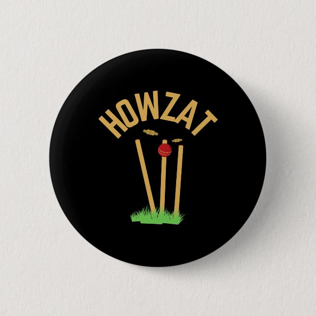Hurra Cricket Fan Elak Bollen Gåva Tsman Bowler Knapp (Framsida)