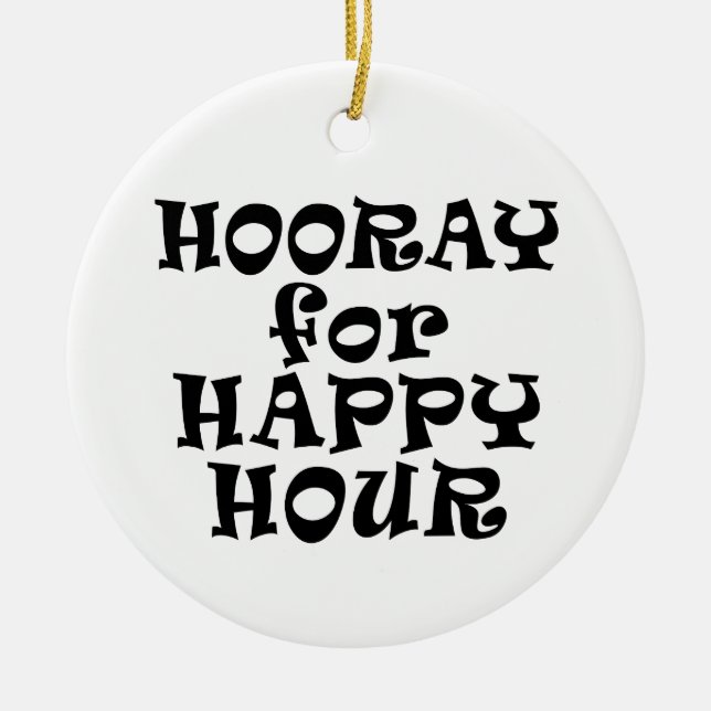 Hurra för Happy Hour-ornament Julgransprydnad Keramik (Framsidan)