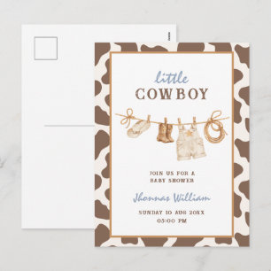 Hurra för lilla cowboy-babyshower-inbjudan helg vykort