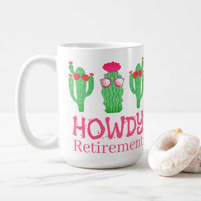 Hurra för pensionering Roliga västerländska kaktus Kaffemugg (Med munk)