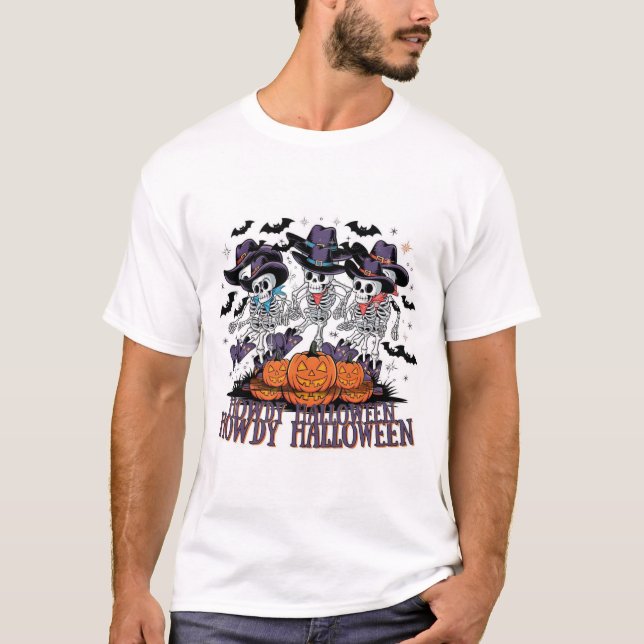 Hurra Halloween dansande cowboy  T Shirt (Framsida)