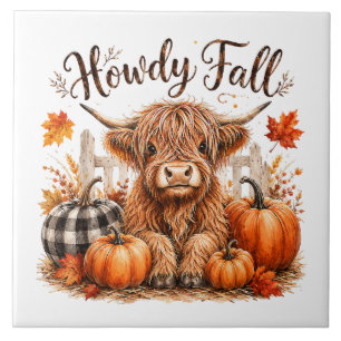 Hurra Höst Highland Ko Glad Thanksgiving Höst Kakelplatta