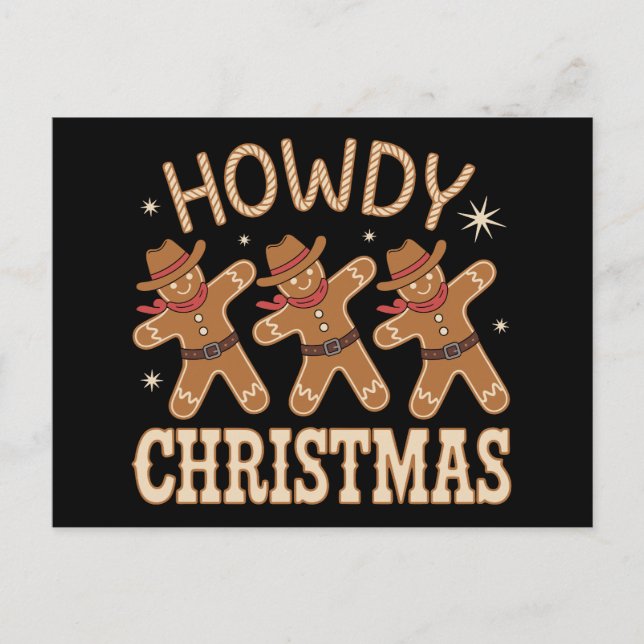 Hurra jul cowboy pepparkaksvästerlandsk jul helg vykort (Framsida)