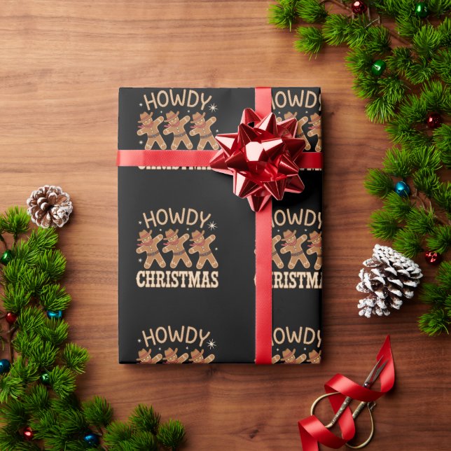 Hurra jul cowboy pepparkaksvästerlandsk jul presentpapper (Julgåva)