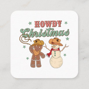 Hurra jul cowboy snöman västern rolig fyrkantigt visitkort