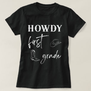 Hurra Lärare Fyrkant T-shirt, 1:a Klass Lärare T Shirt