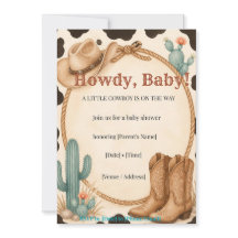 Hurra Liten Cowboy Western Baby Shower Inbjudan