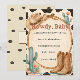 Hurra Liten Cowboy Western Baby Shower Inbjudan