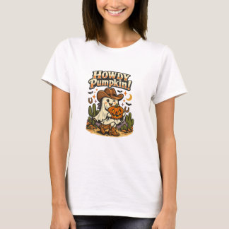 Hurra Pumpa Cowgirl Spöke Halloween T-Shirt