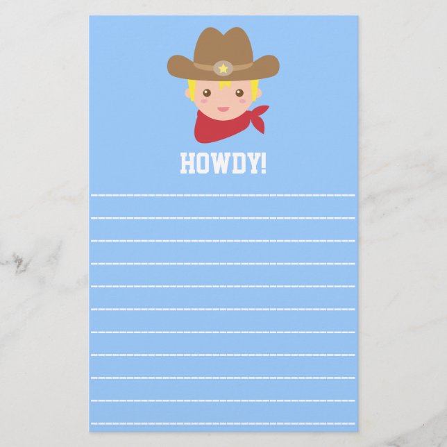 Hurra, söt cowboy för små pojkar brevpapper (Framsida)