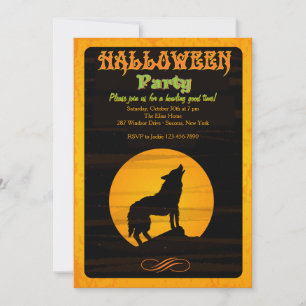 Hurra vid månens Halloweenfest-inbjudan Inbjudningar