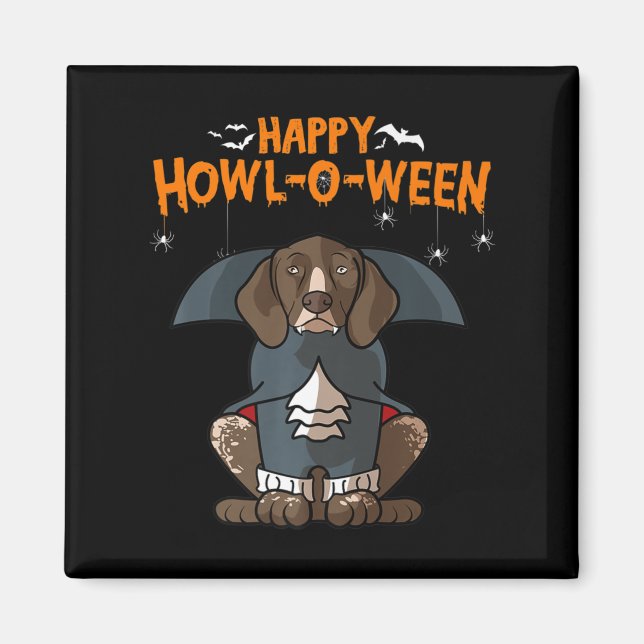 Hurrag Halloween Tysk Korthårig Pointer Hund Hallo Magnet (Framsidan)