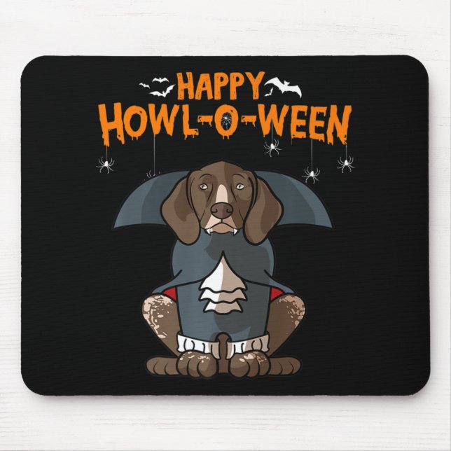 Hurrag Halloween tysk korthårig pointer hund Hallo Musmatta (Framsidan)